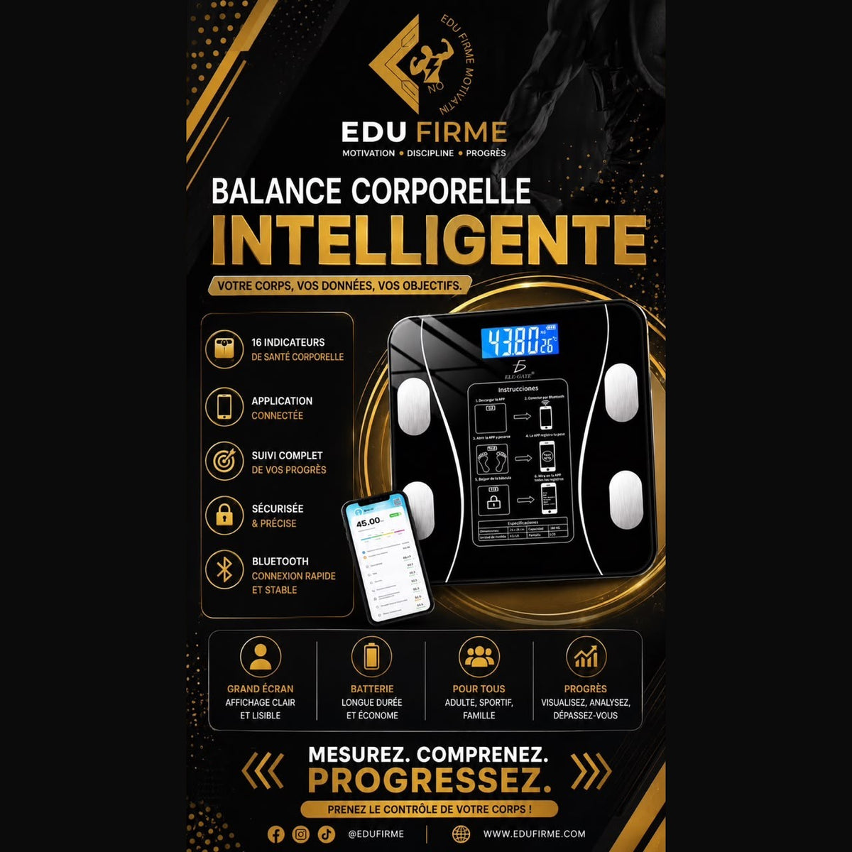 Balance corporelle intelligente Bluetooth – Edu Firme