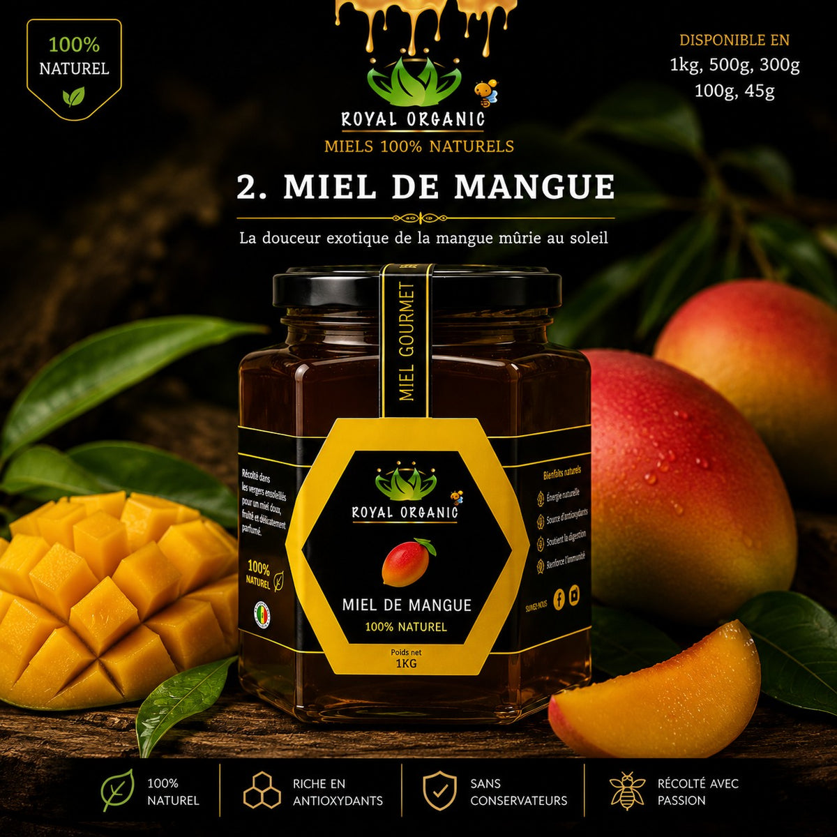 Miel Royal Organic – Mangue (pot Royal Organic)