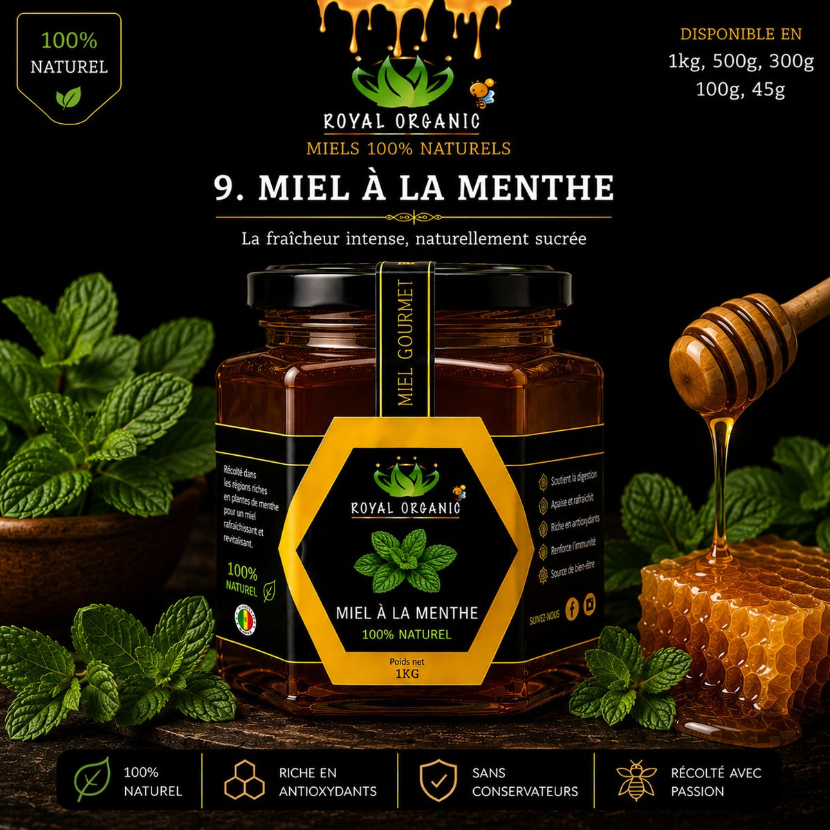 Miel Royal Organic – Menthe (pot Royal Organic)