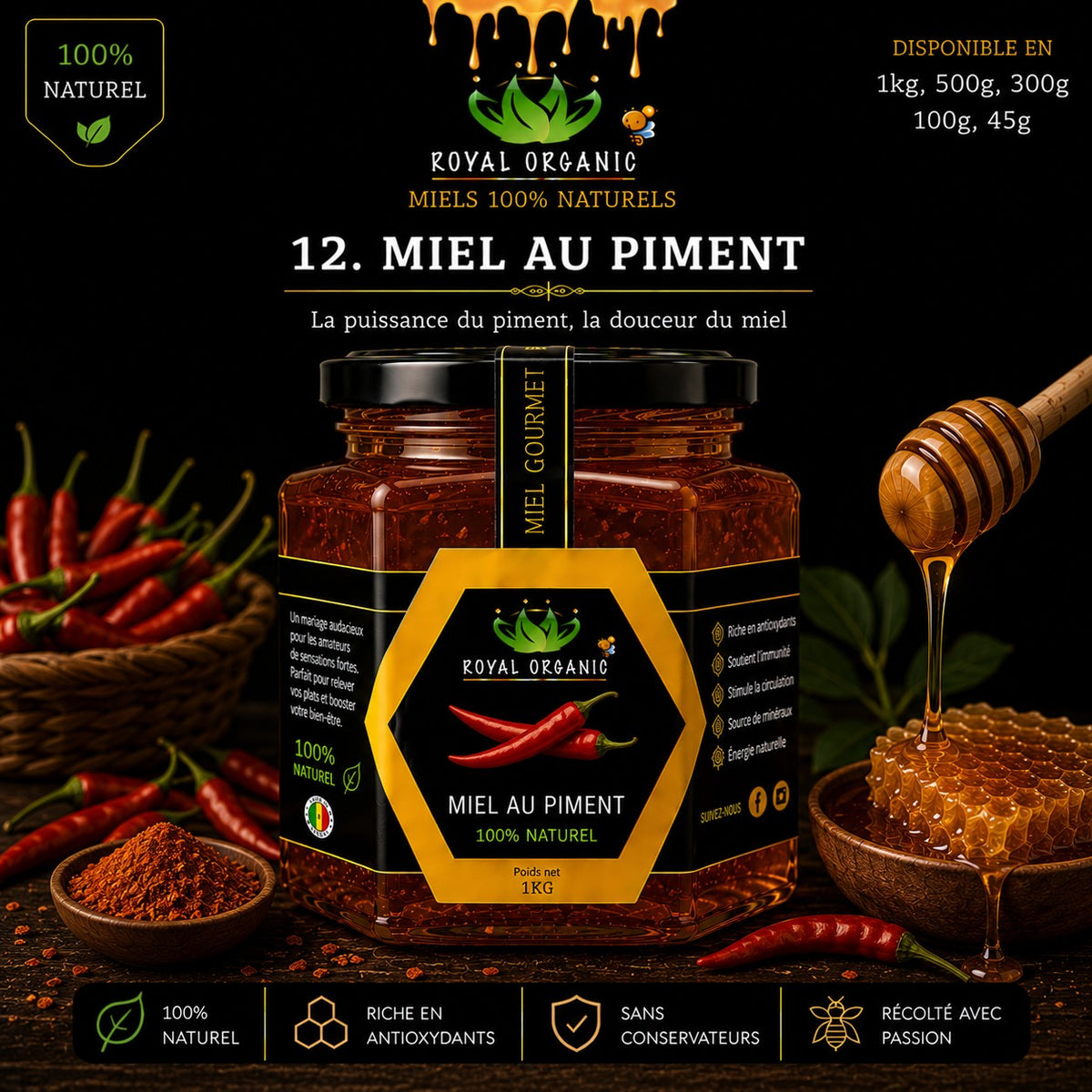 Miel Royal Organic – Piment (pot Royal Organic)