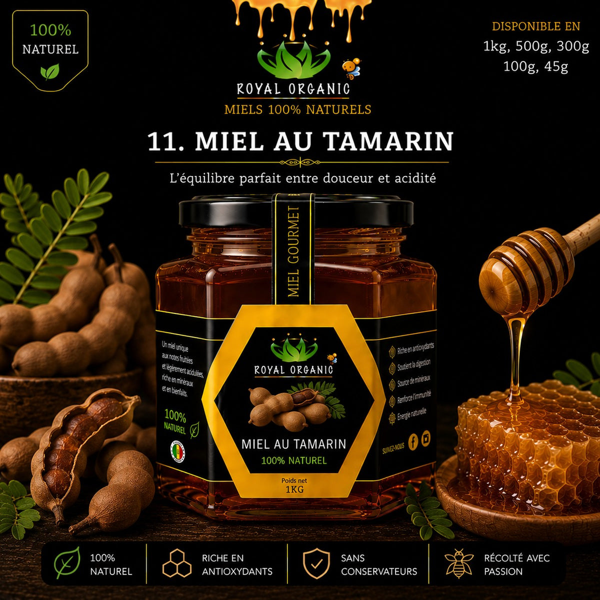 Miel Royal Organic – Tamarin (pot Royal Organic)